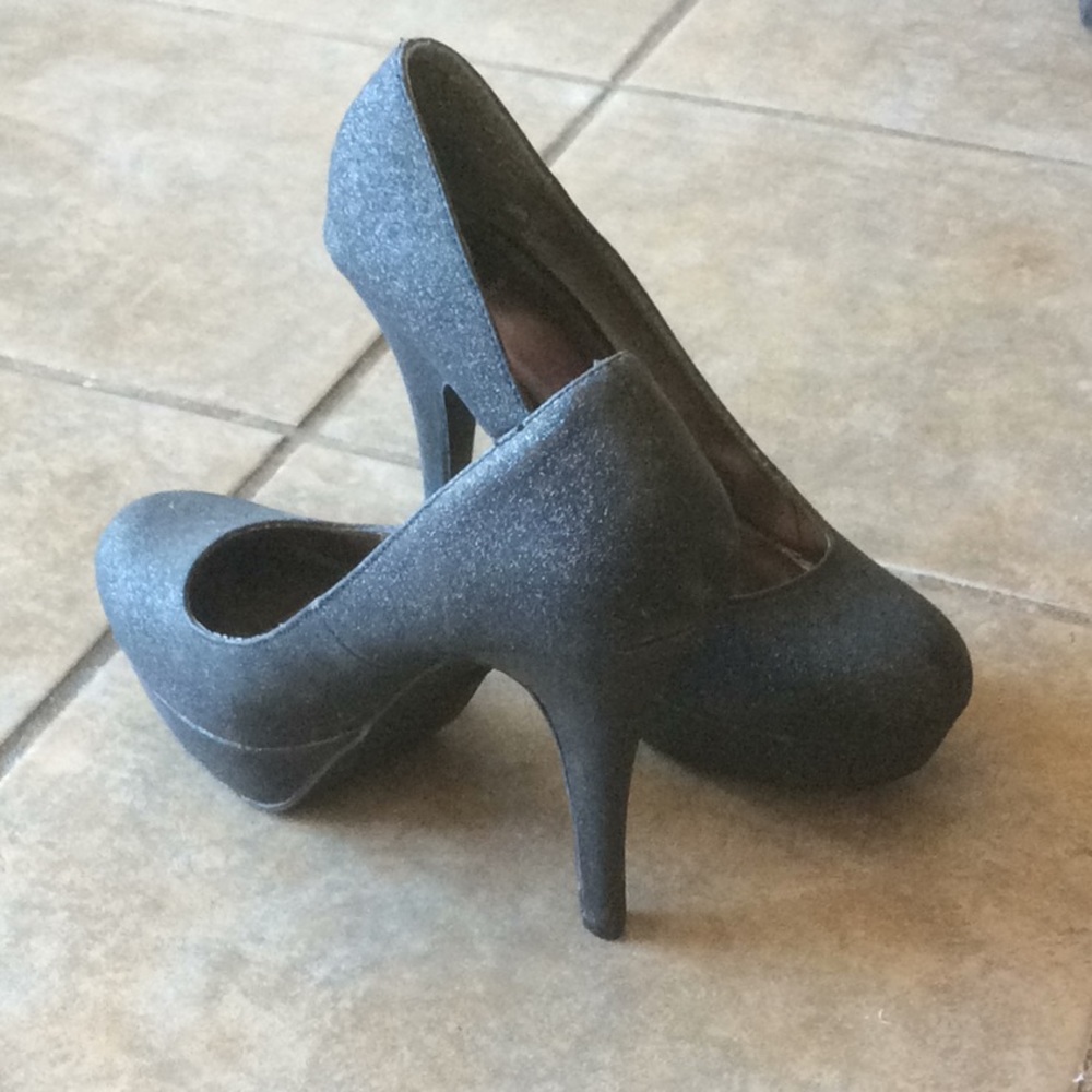 Sparkly black platform heels